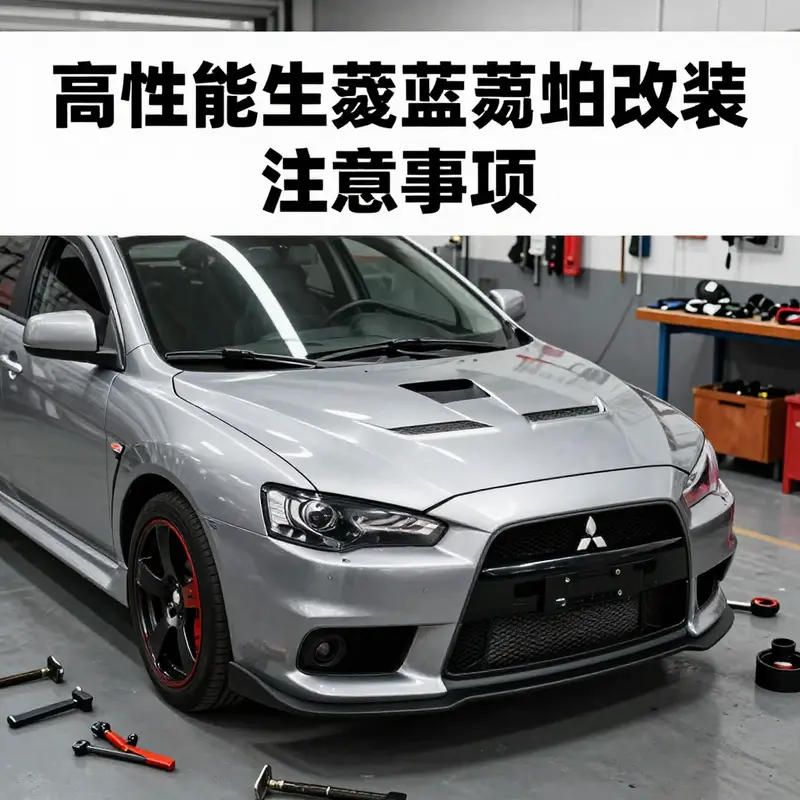 A Mitsubishi Lancer equipped with a lightweight carbon fiber engine hood, highlighting its performance benefits.