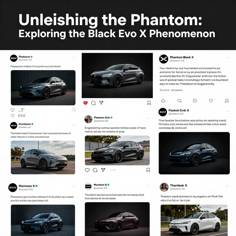 The Phantom Black Evo X stands out with its modified aesthetics, merging performance and visual appeal.