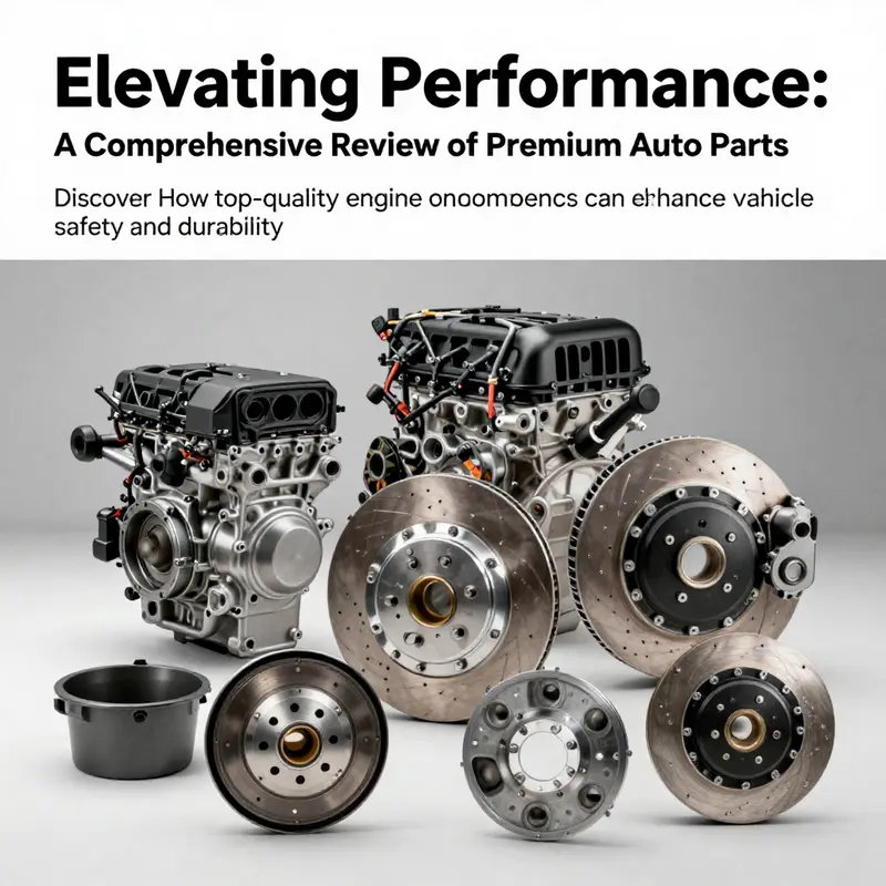 Cover image representing premium auto parts such as engines and brakes, reflecting quality and performance for automotive review.