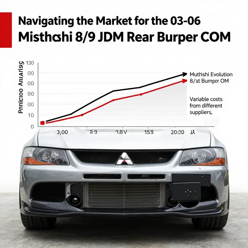 Detailed specifications of the OEM rear bumper for Mitsubishi Evolution 8/9 highlight its quality and design intricacies.