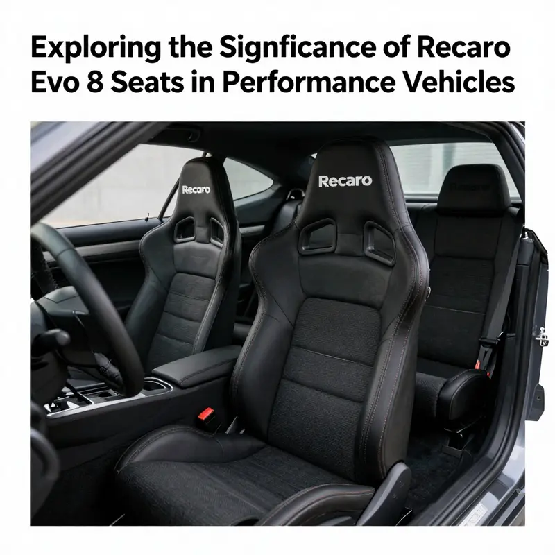 Diverse Recaro Evo 8 seats displayed in multiple performance vehicles, emphasizing customization and high-quality design.