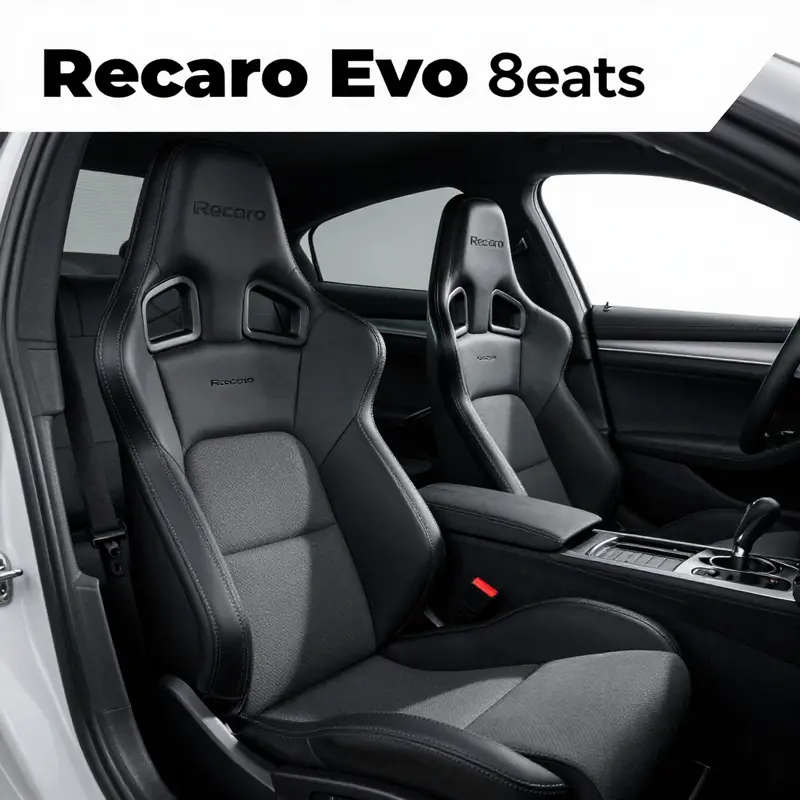 Recaro Evo 8 seats integrated into a performance vehicle’s interior, emphasizing their popularity.