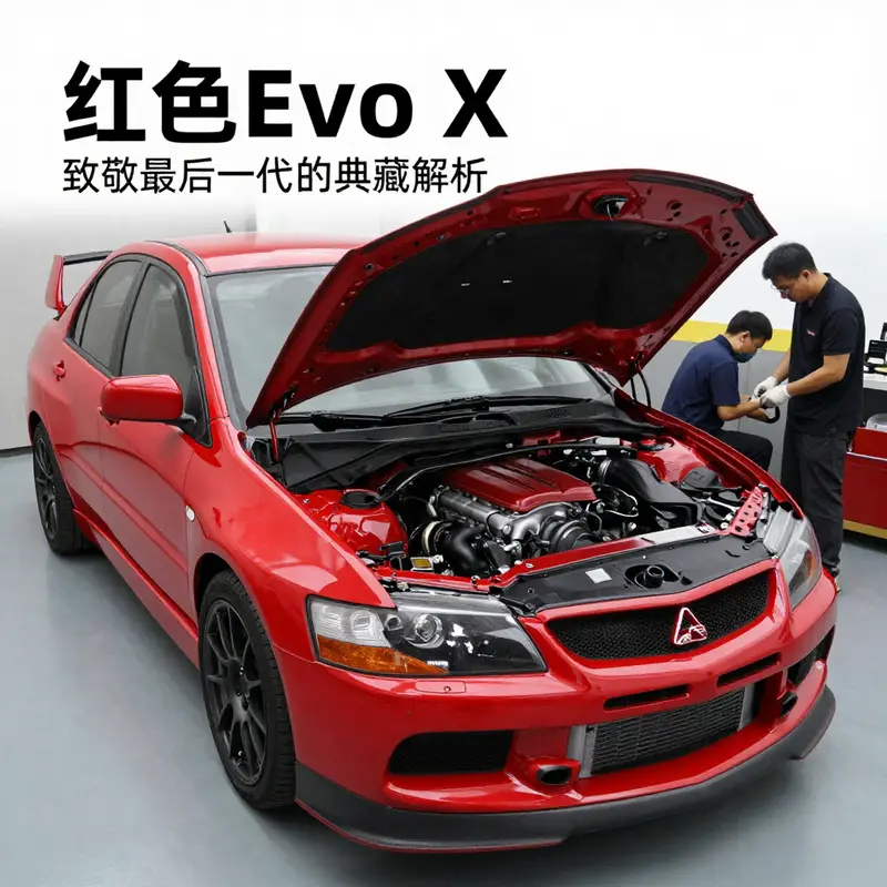 红色 Evo X,限量版的典范,镶嵌于壮丽自然中,体现其独特的收藏价值。