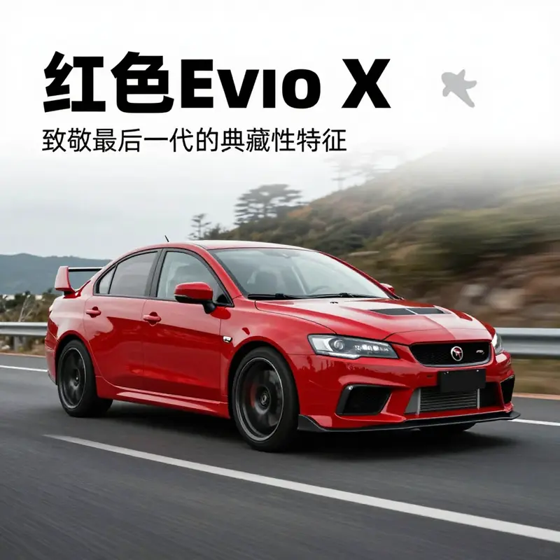 红色 Evo X,限量版的典范,镶嵌于壮丽自然中,体现其独特的收藏价值。