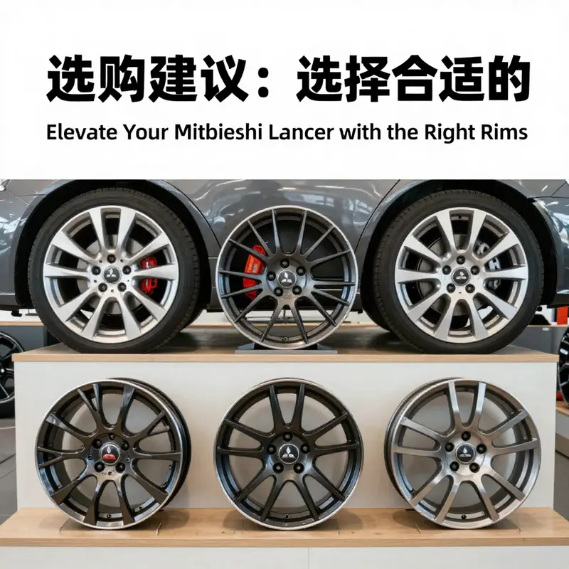 Comparison of factory and aftermarket rims on a Mitsubishi Lancer.