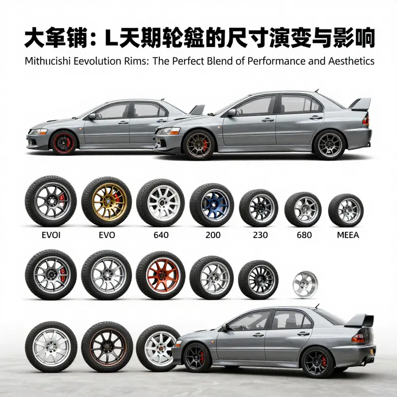The distinctive design of the factory Mitsubishi Lancer Evolution rim, combining style and functionality.