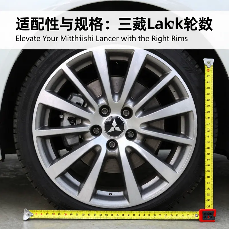 Comparison of factory and aftermarket rims on a Mitsubishi Lancer.