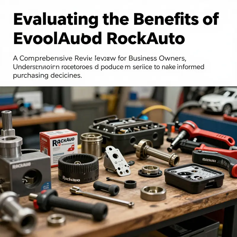 An automotive workshop image filled with tools and parts, representing RockAuto's extensive catalog and appeal.