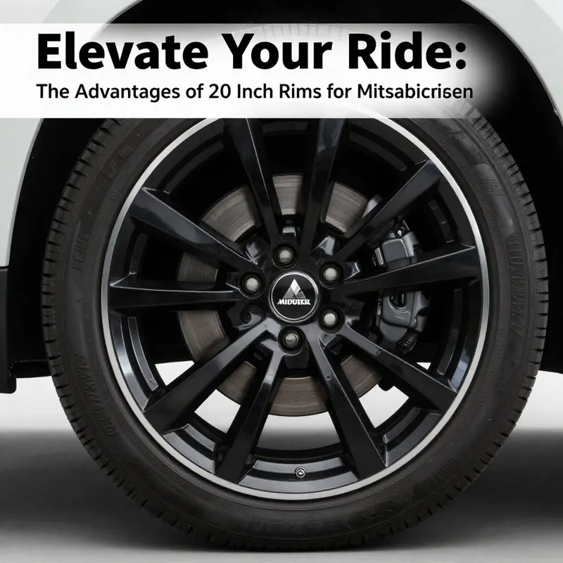Detailed view of 20 inch black alloy rims tailored for Mitsubishi Outlanders.