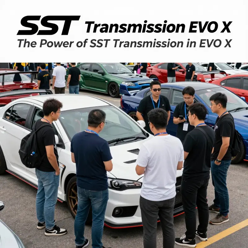 An intricate look at the SST system in the EVO X, showcasing its dual-clutch technology.