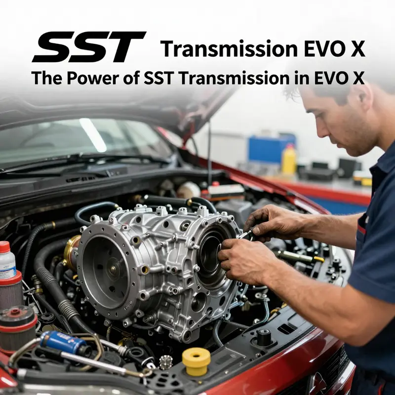An intricate look at the SST system in the EVO X, showcasing its dual-clutch technology.