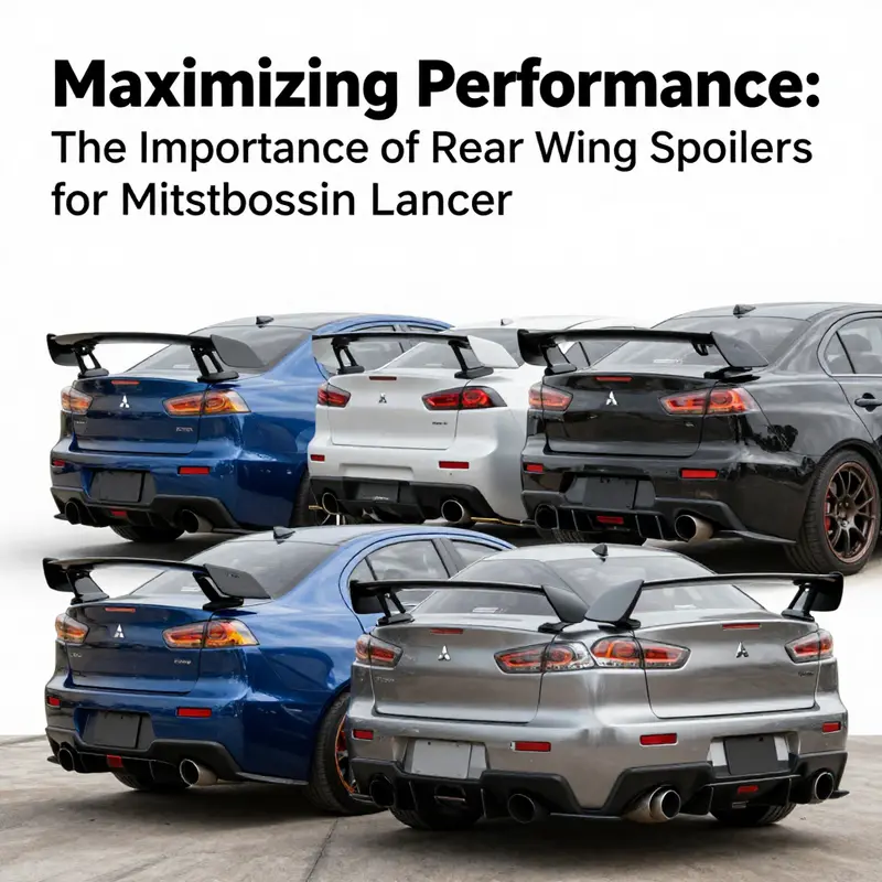 The Mitsubishi Lancer equipped with a rear wing spoiler exemplifying enhanced aerodynamic performance.