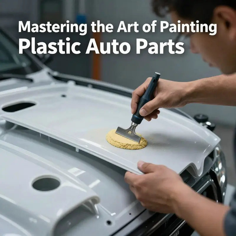 Technicians meticulously prepare plastic auto parts through cleaning and sanding.