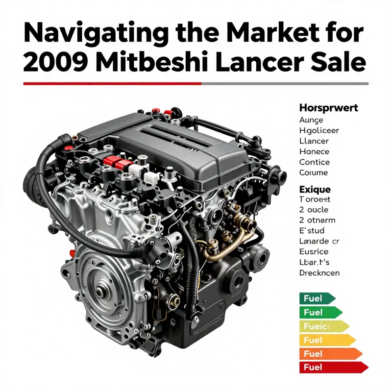 A close-up view of a 2009 Mitsubishi Lancer engine, showcasing its quality and condition.