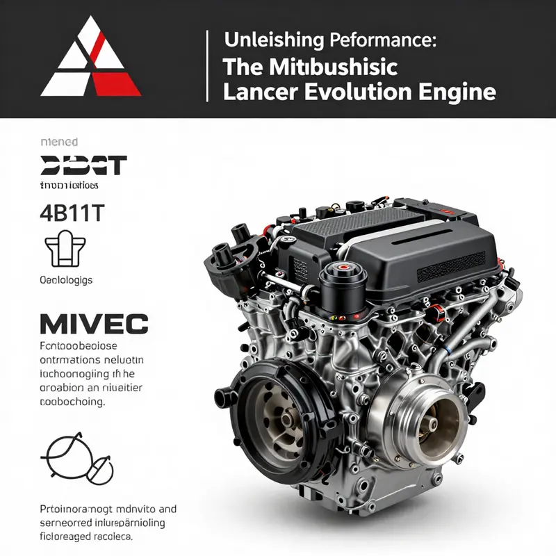 The 4B11T engine showcasing its intricate design and specifications.