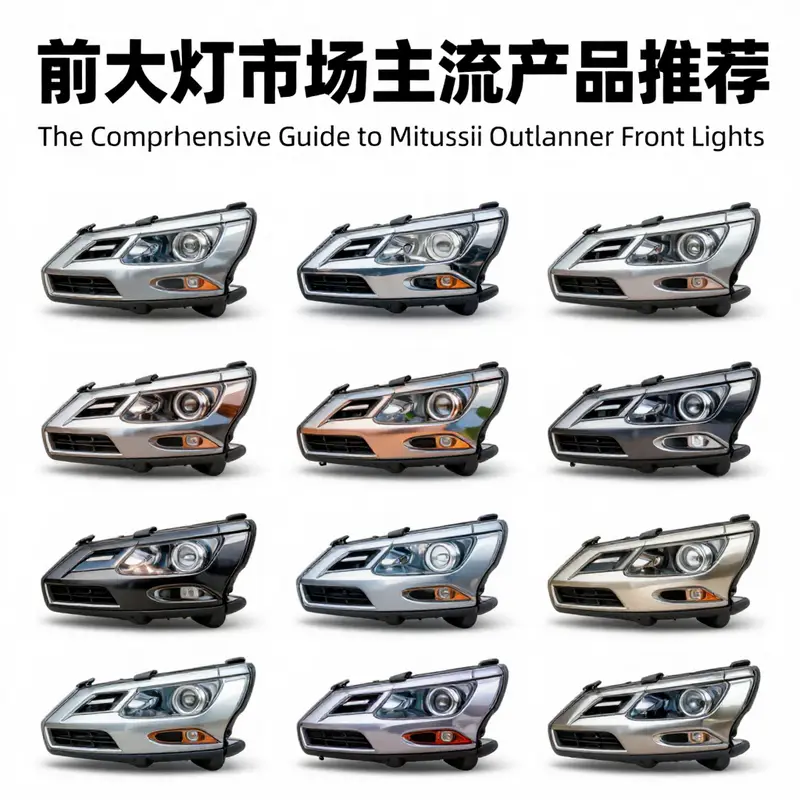 Illustration of Mitsubishi Outlander models with diverse front light configurations.