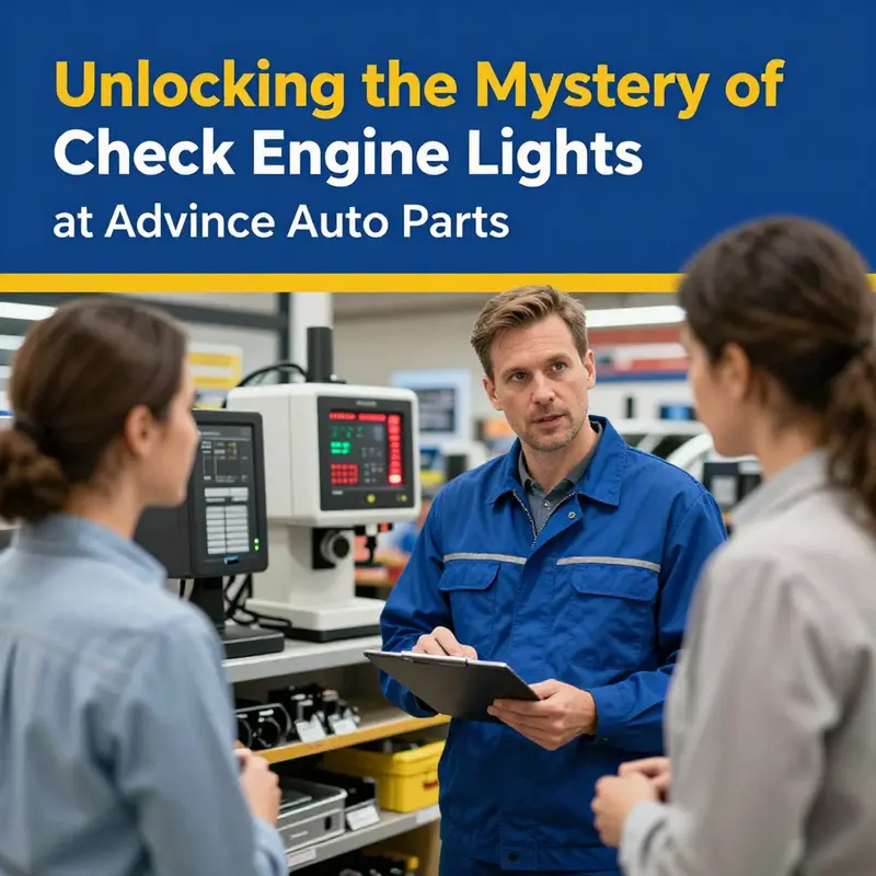 A mechanic explaining check engine light services to a business owner at Advance Auto Parts.