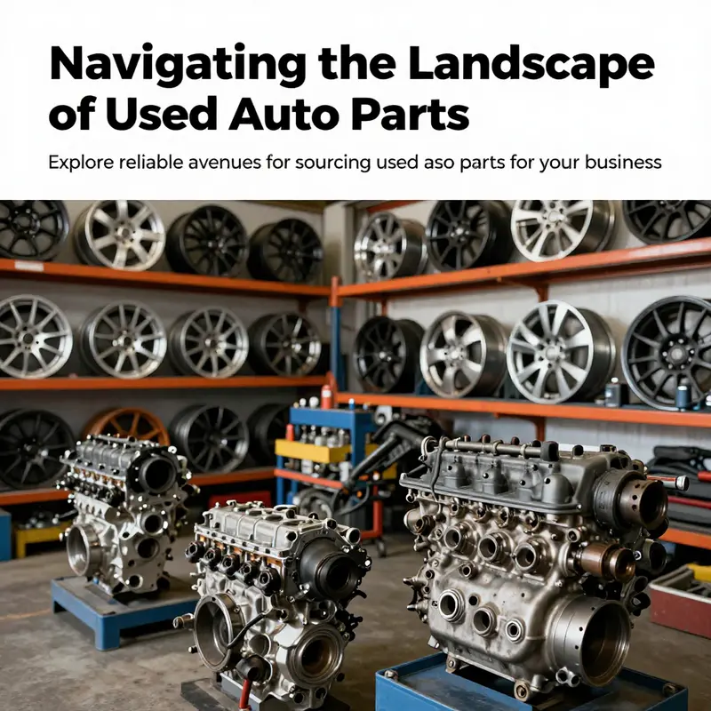 A colorful view of assorted used auto parts in a mechanic shop, highlighting quality and variety.