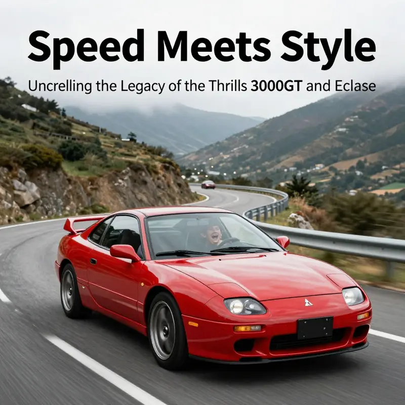 A striking side-by-side comparison of the Mitsubishi 3000GT and Eclipse, depicting their racing spirit.