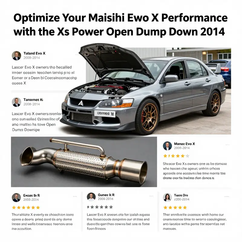 Performance-focused open dump downpipe installed on a Mitsubishi Lancer Evo X.