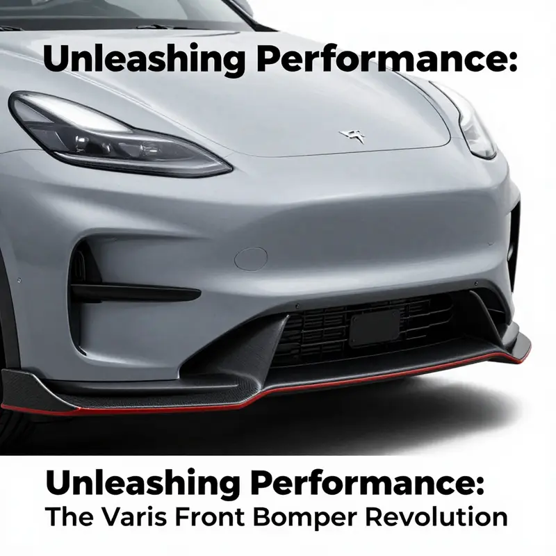 Close-up view of Varis front bumper’s aerodynamic design focusing on airflow optimization.
