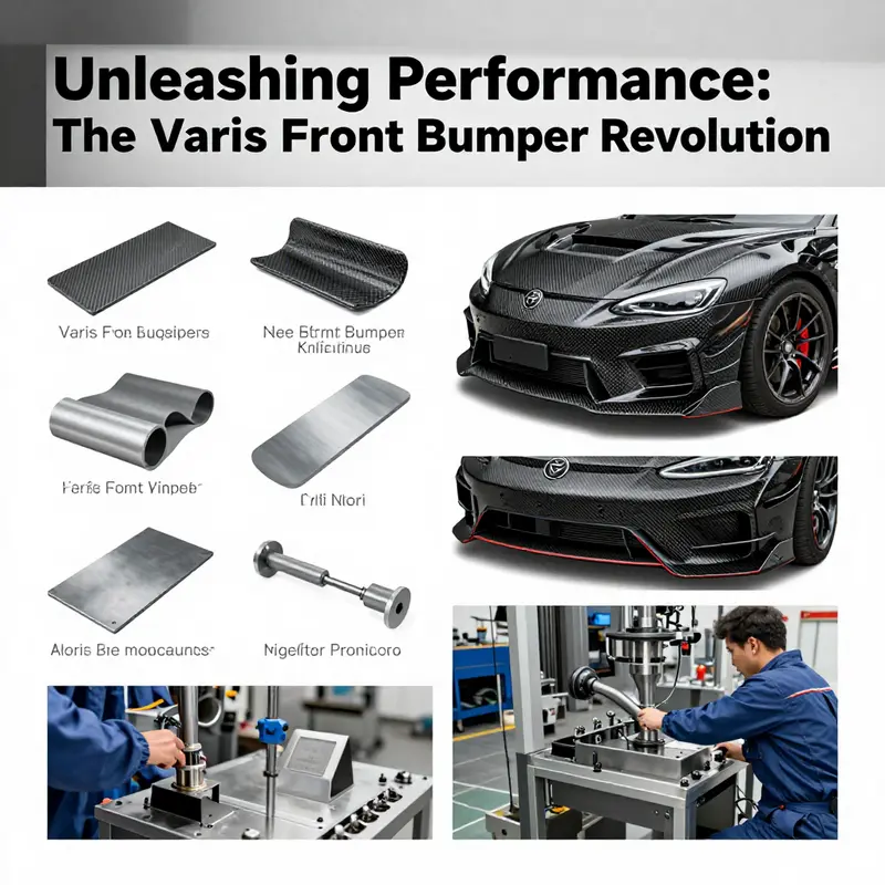 Close-up view of Varis front bumper’s aerodynamic design focusing on airflow optimization.