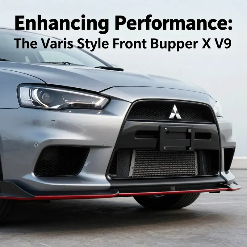 The Varis Style Front Bumper Lip enhances the aggressive look of the Mitsubishi Lancer Evo X, blending seamlessly with its lines.