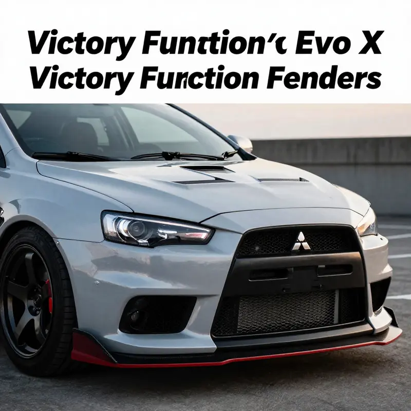 Mitsubishi Evo X with Victory Function fenders, highlighting the aggressive design.