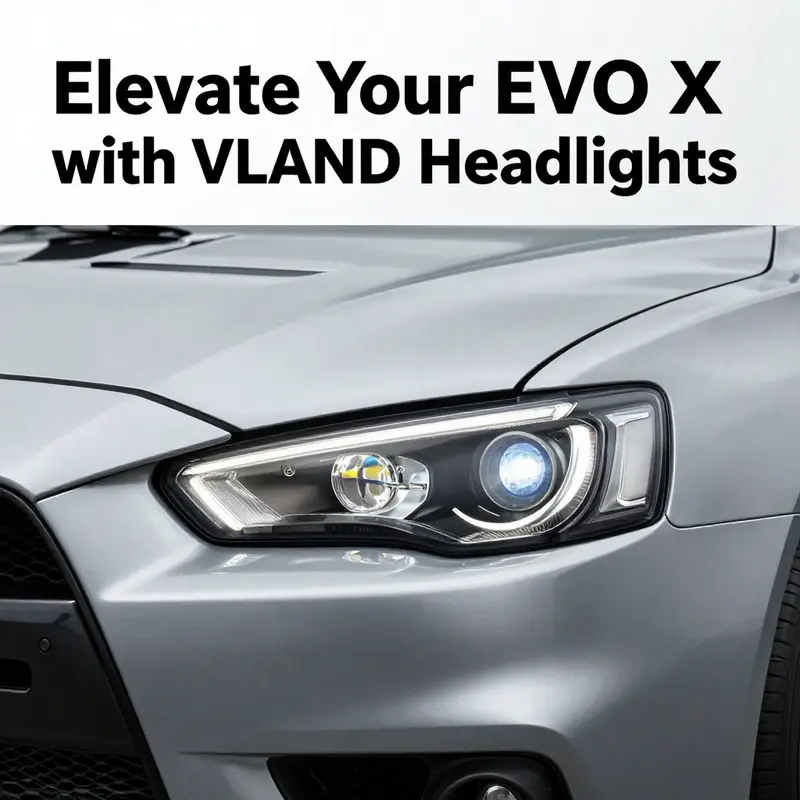 VLAND LED headlights featuring advanced projector lenses and sleek black housing.