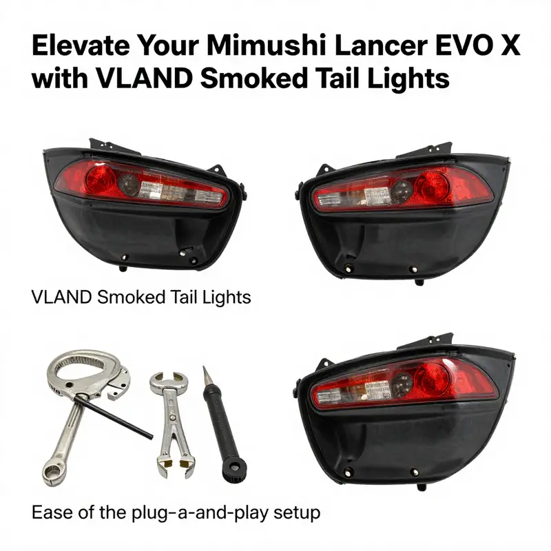 Detailed view of VLAND smoked tail lights showcasing dynamic turn signals and modern LED technology.
