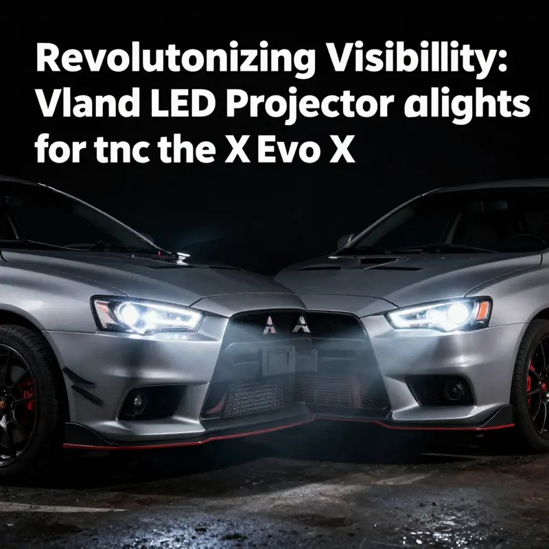 Vland LED projector headlights complement the modern aesthetics of the Mitsubishi Lancer Evo X.