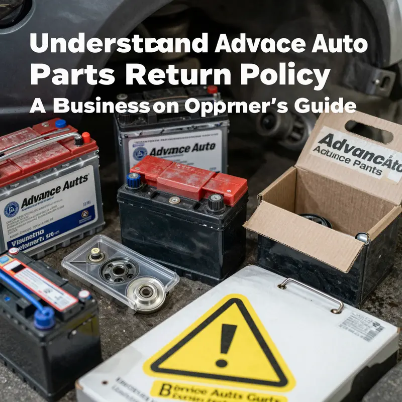 A business owner reviewing return policy details at an Advance Auto Parts store to manage operations effectively.