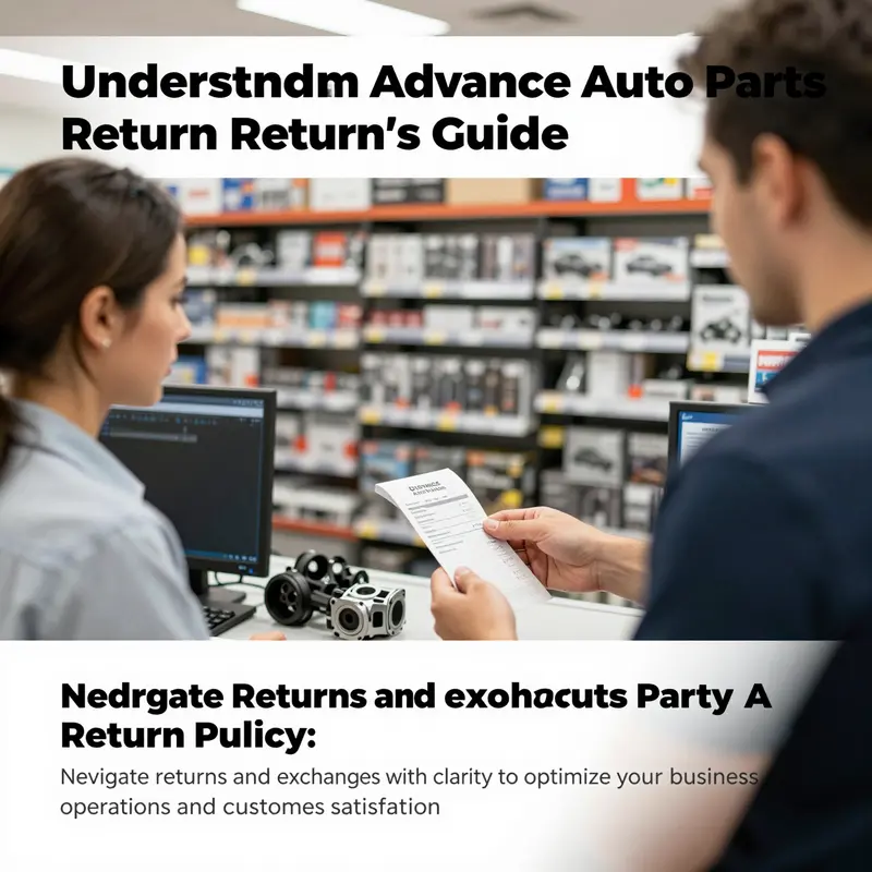 Business owner holding automotive part and receipt, speaking with customer service representative at a parts counter in an Advance Auto Parts store.