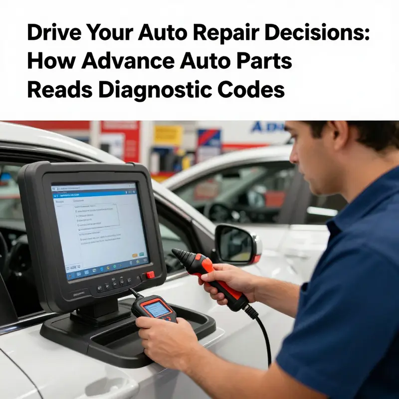 Technician providing diagnostic trouble code reading services at Advance Auto Parts.