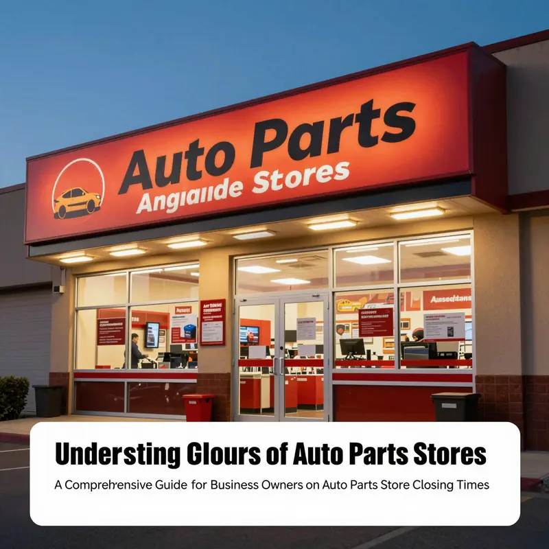 An auto parts store front illuminated at dusk, representing the significance of store closing times.