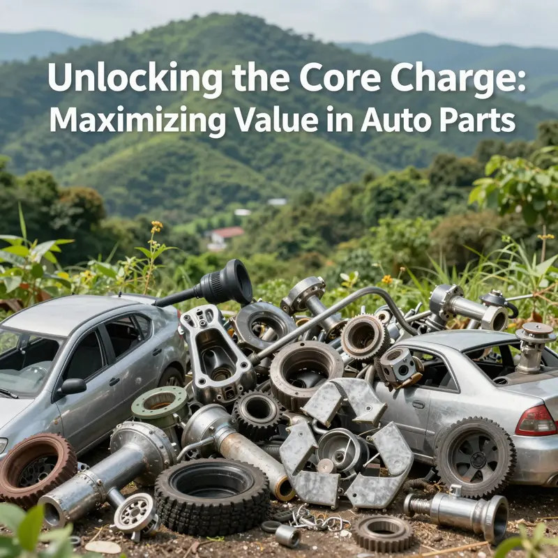 Visual representation of the core charge system in auto parts transactions.
