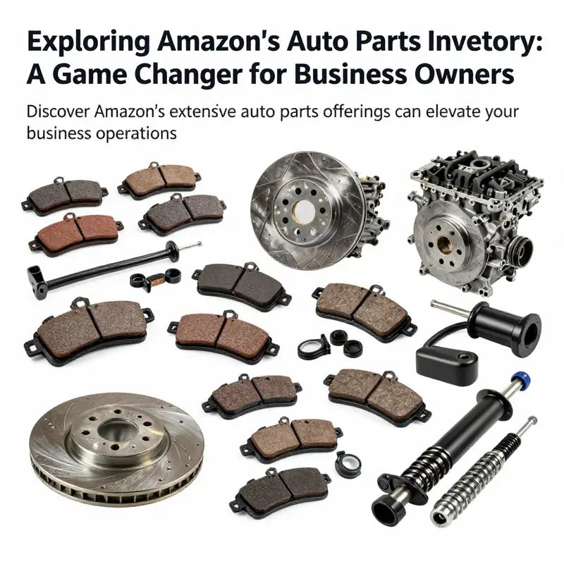 Montage of various auto parts available on Amazon, showcasing products for business use.