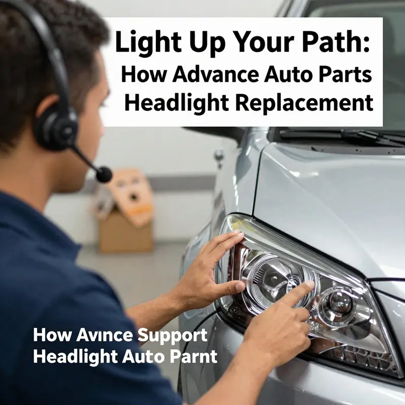A helpful team member at Advance Auto Parts guiding a customer through the headlight selection process.