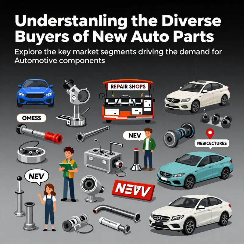 A detailed image representation showcasing various automotive parts and the different buyer segments, including OEMs and service providers.