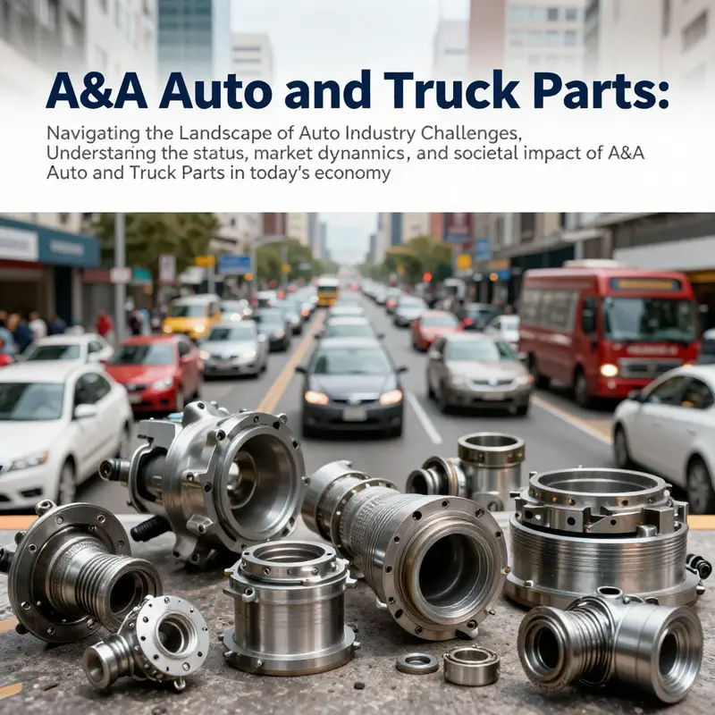 A vibrant feature image of auto parts against a city backdrop representing the auto industry.