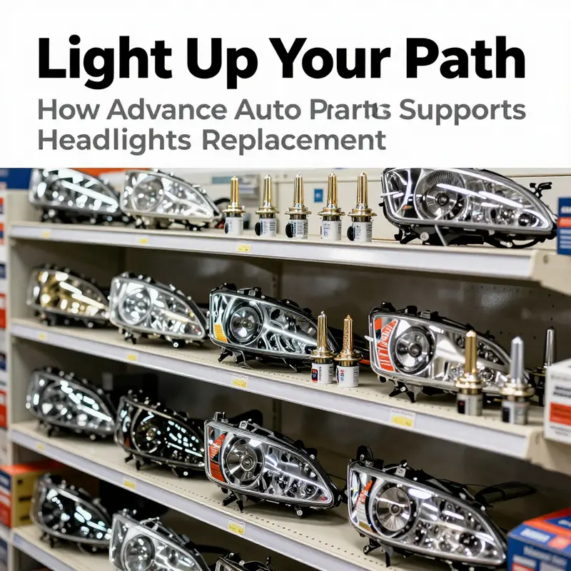 A helpful team member at Advance Auto Parts guiding a customer through the headlight selection process.