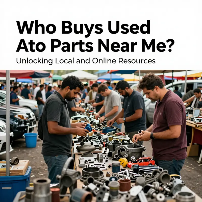A busy local auto parts market with customers browsing through used components.
