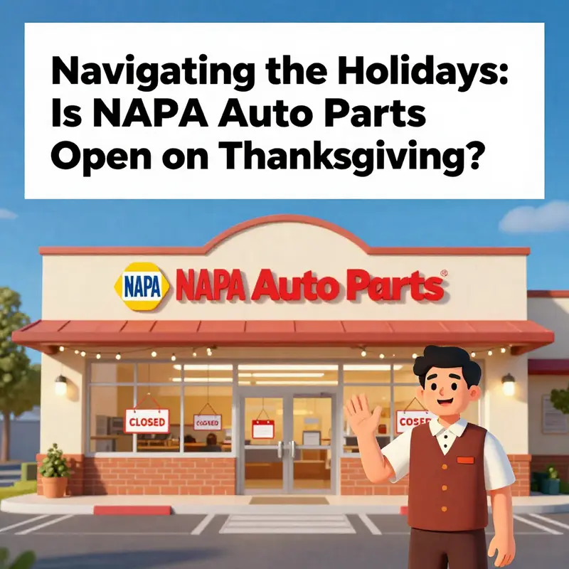 NAPA Auto Parts storefront during Thanksgiving, showcasing their holiday hours and closure.
