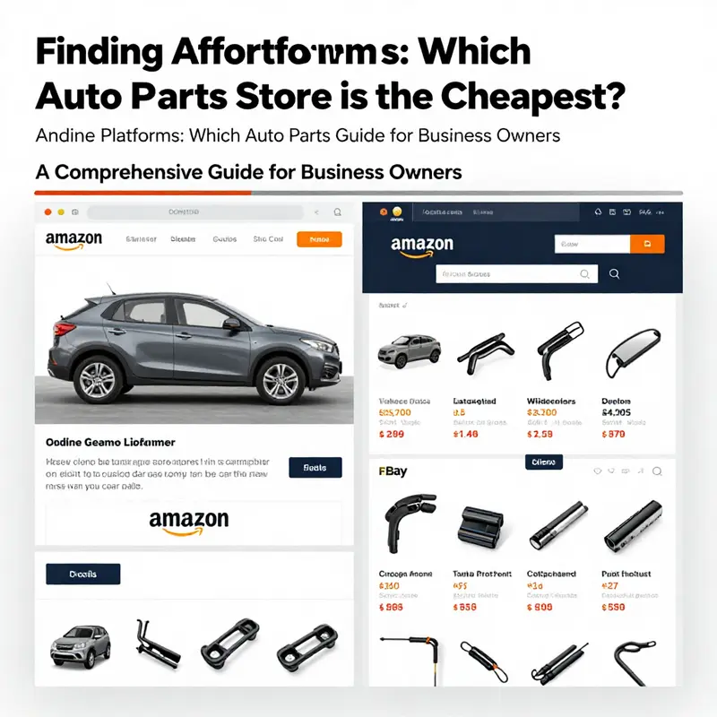 A comparison of popular online auto parts platforms showcasing price tags and variety.