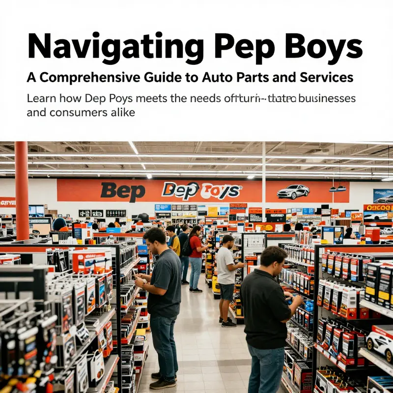 A bustling Pep Boys retail store filled with customers and a variety of automotive parts on display.