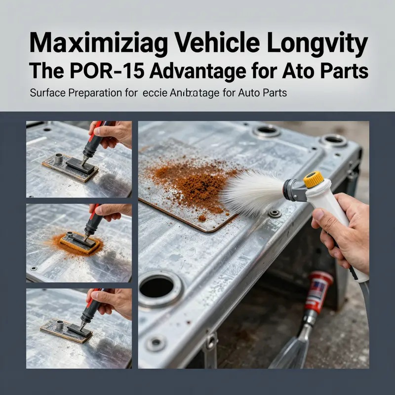 A technician applying POR-15 to a rusted metal automotive part, illustrating its practical application.