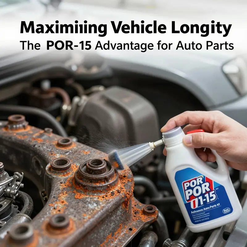 A technician applying POR-15 to a rusted metal automotive part, illustrating its practical application.