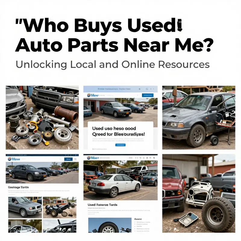 A collage displaying various used auto parts, illustrating the landscape of buying and selling options.