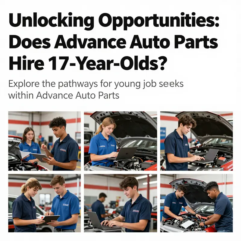 A colorful collage highlighting the youth employment and work environment at Advance Auto Parts.
