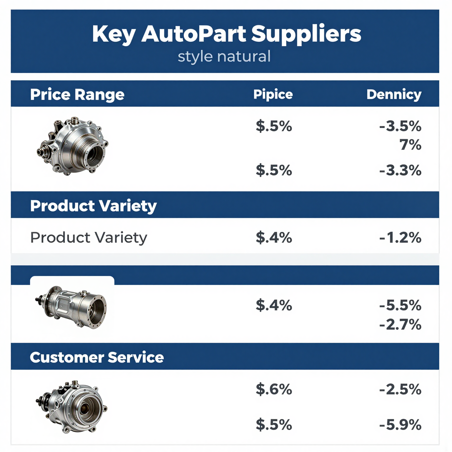 Comparison of Auto Parts Suppliers